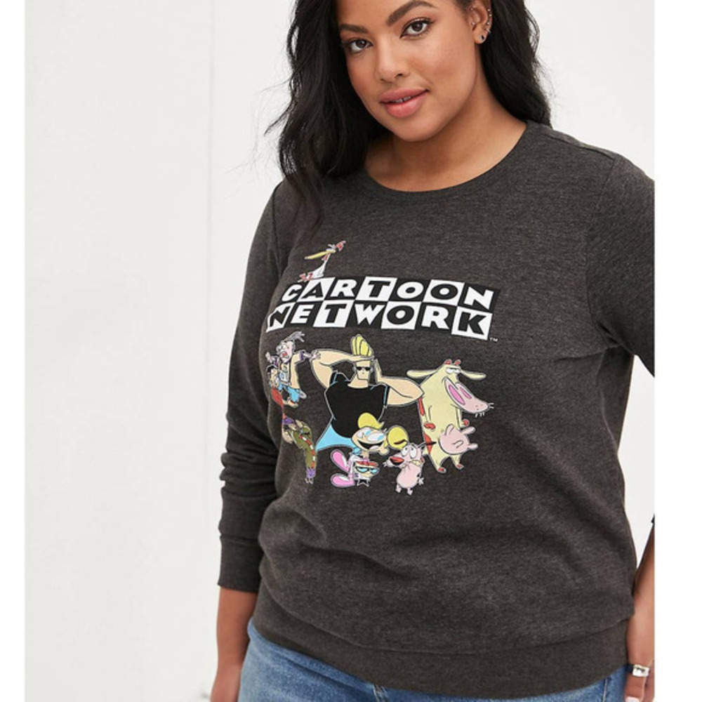 New Torrid 1 (1X 14/16) Cartoon‎ Network Cozy Fleece Gray Pullover Sweatshirt